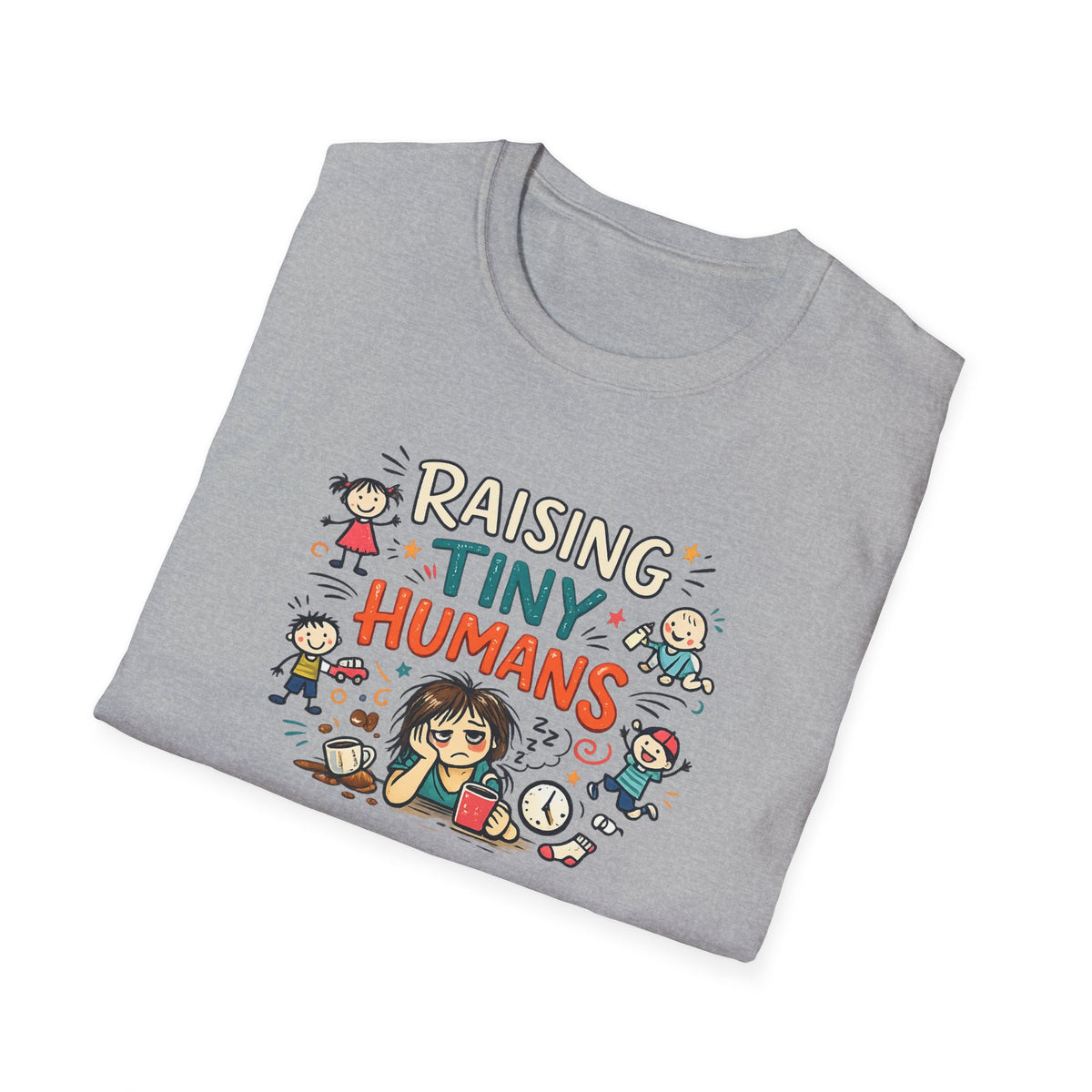 Raising Tiny Humans T-Shirt – Cute Parenthood Graphic Tee for Parents & Caregivers