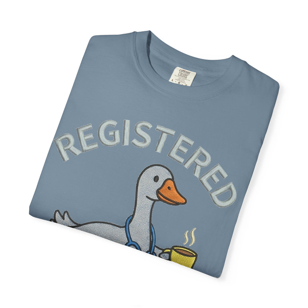 Registered Silly Goose Shirt, Faux Embroidery Nurse Goose Tee, Funny RN Shirt, Nurse Gift