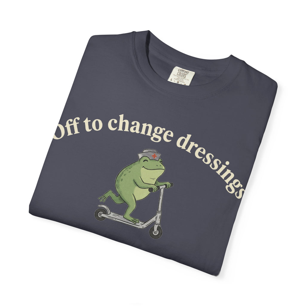 Off To Change Dressings Wide Shirt, Nurse Frog On A Scooter Tee, Funny Wound Care Shirt, RN Gift