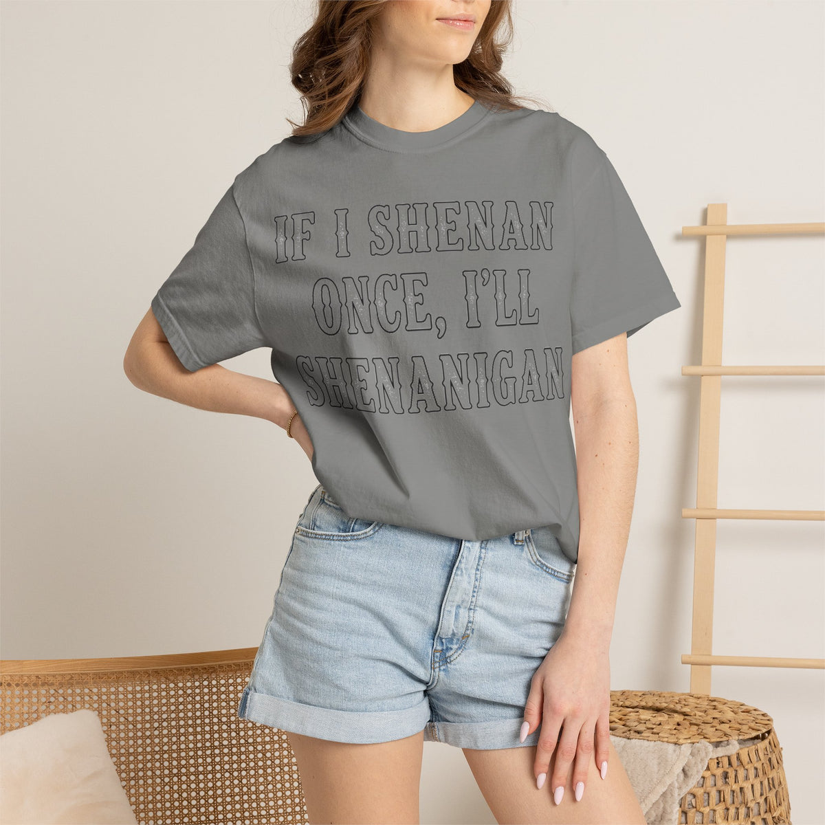 If I Shenan Once I'll Shenanigan Outline Shirt, St Patricks Day Humor Tee, Collegiate Irish Shirt, Paddys Day Gift