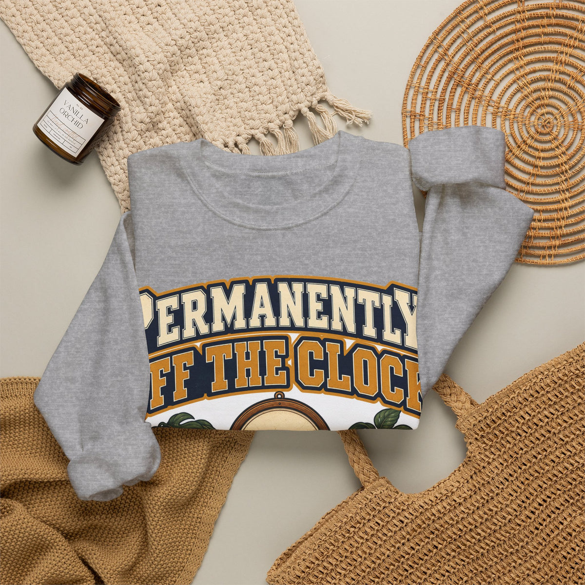 funny retirement Sweatshirt Permanently Off The Clock Sweatshirt, Retired Funny Graphic Sweatshirt,