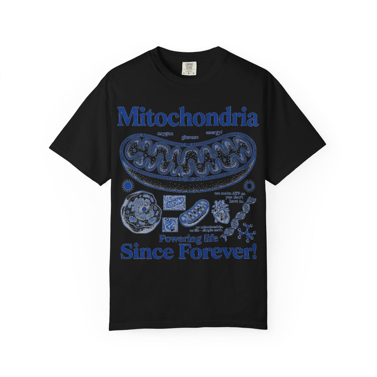Mitochondria Powering Life Since Forever Tall Shirt, Retro Biology Poster Tee, Science Teacher Shirt, Nerd Gift