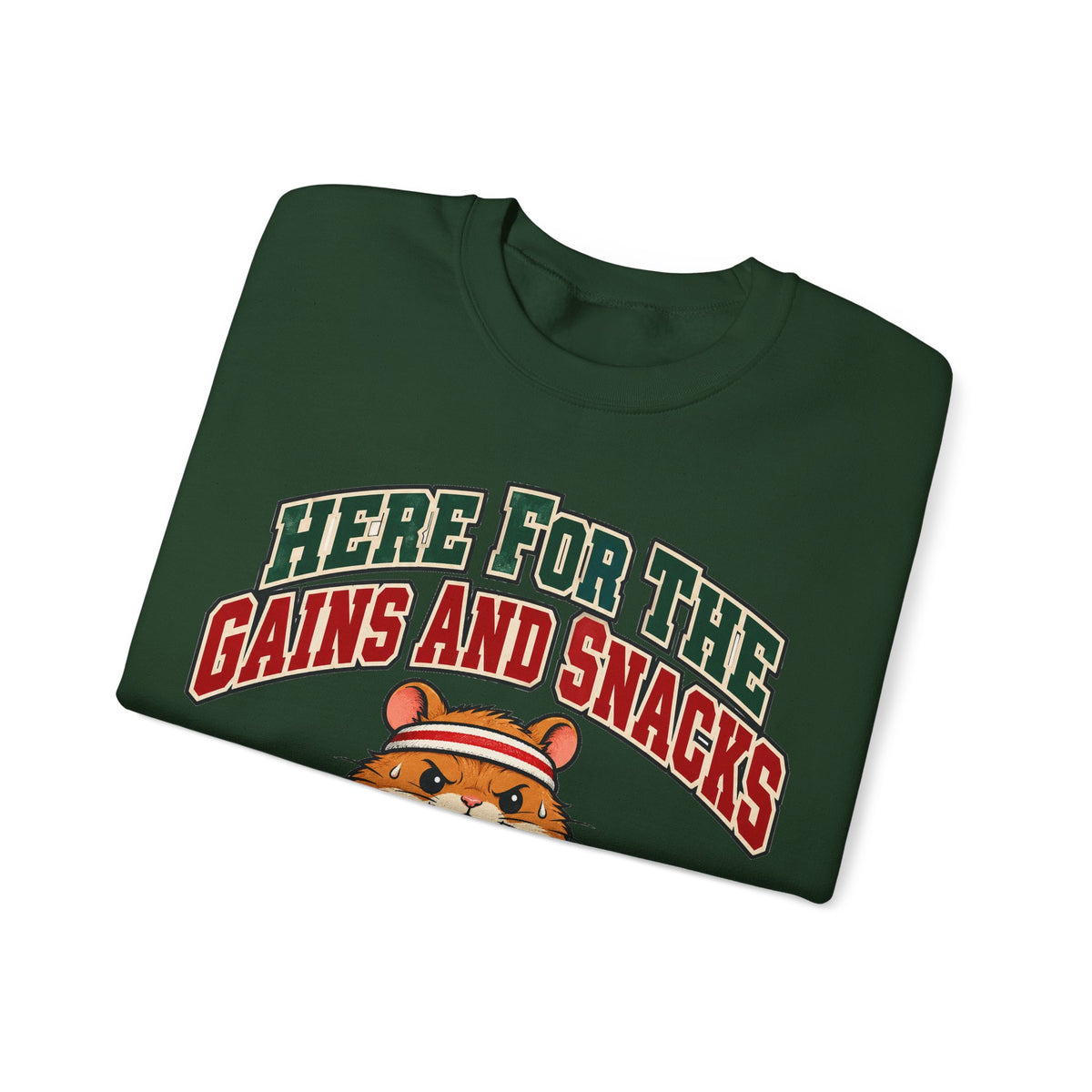 Here For The Gains And Snacks Hamster Sweatshirt | Funny Gym Gift
