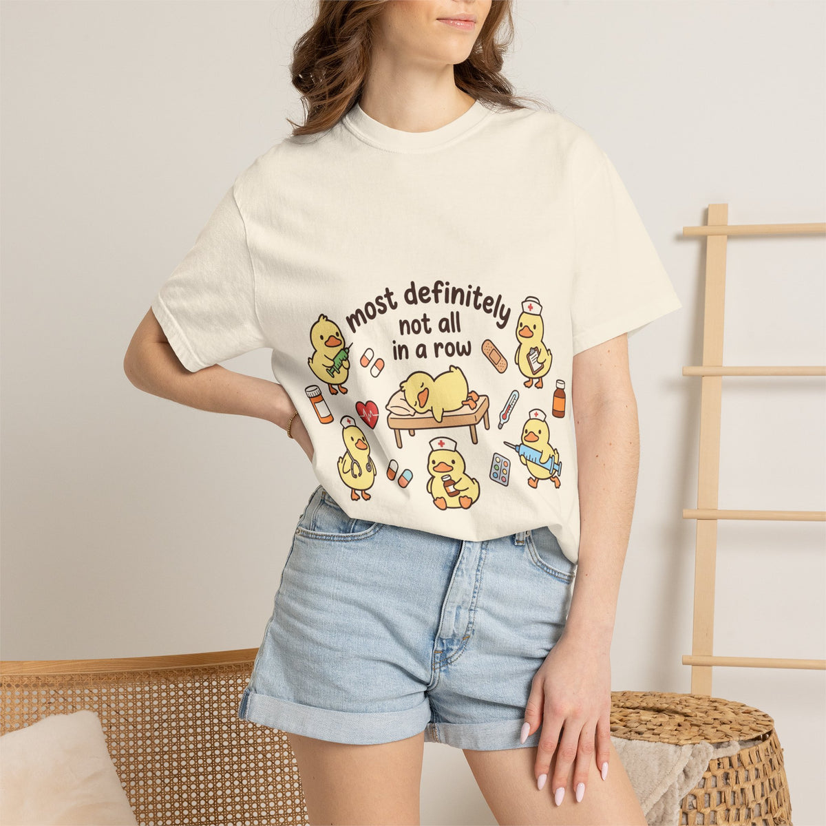 Most Definitely Not All In A Row Shirt, Funny Nurse Duck Tee, Cute Duckling Nurse Shirt, RN Gift
