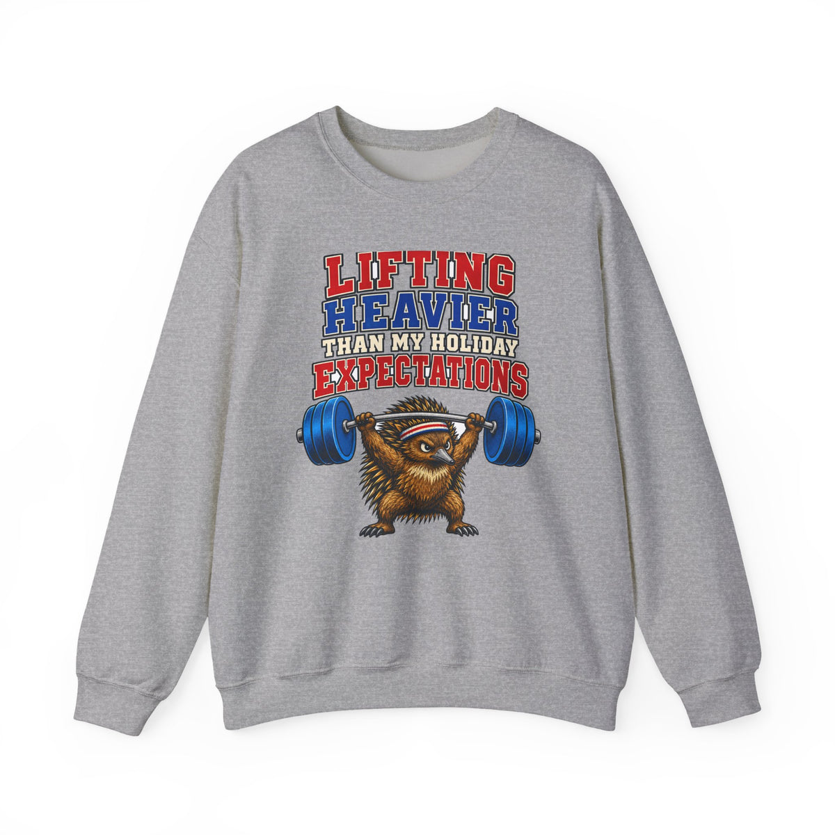 Funny Gym Sweatshirt Lifting Heavier Than My Holiday Expectations Shirt, Funny Gym Lover Gift, Christmas Gift, Funny Tee