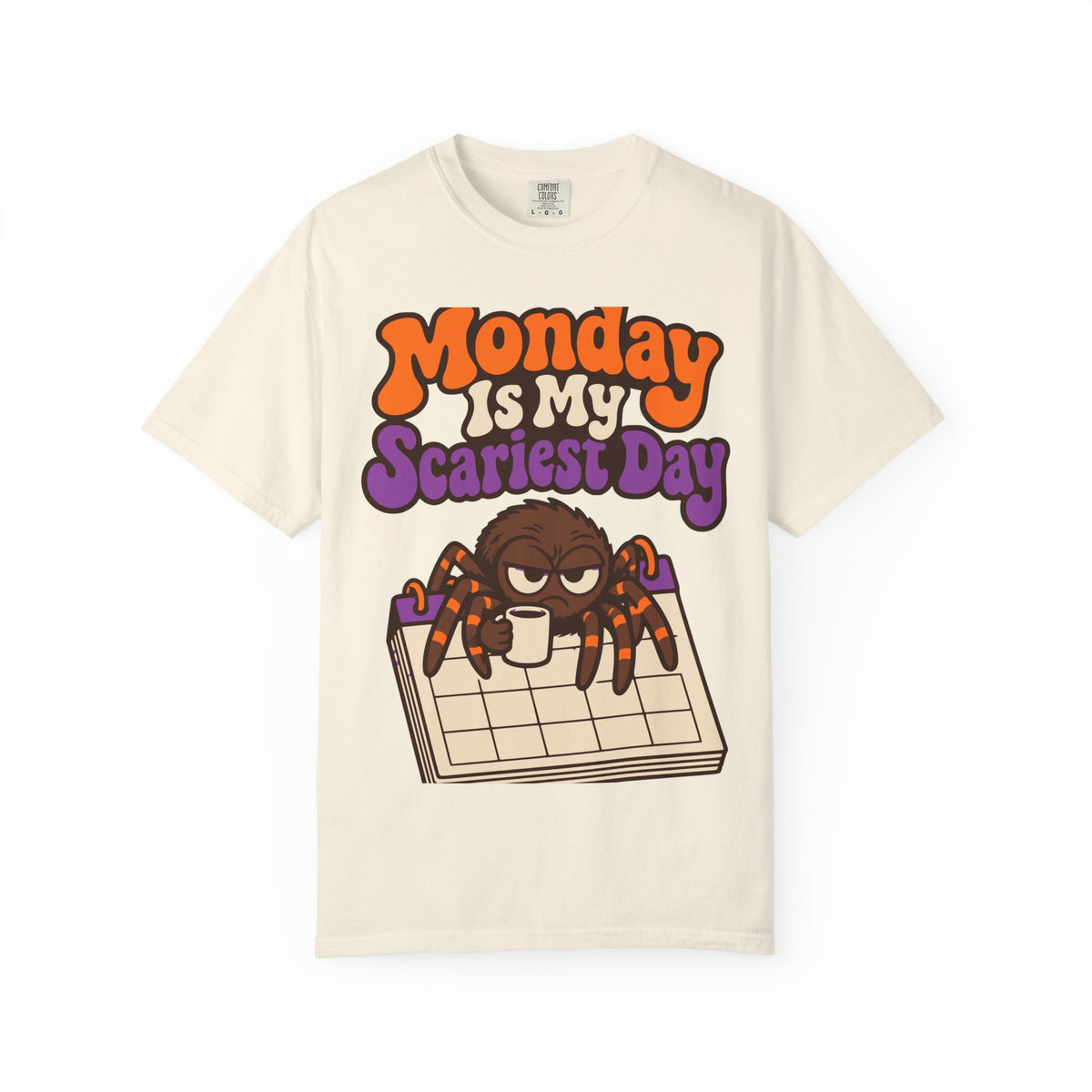 Monday Is My Scariest Day Halloween Shirt, Funny Spider Coffee Tee, Retro Spooky Humor