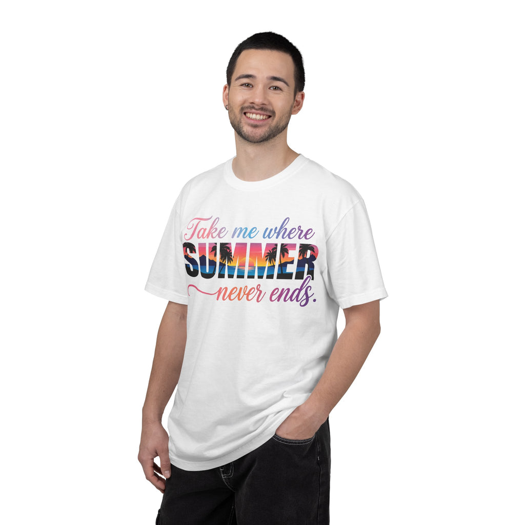 Take Me Where Summer Never Ends Shirt, Sunset Palm Tree Tee, Beach Vacation Shirt, Summer Gift