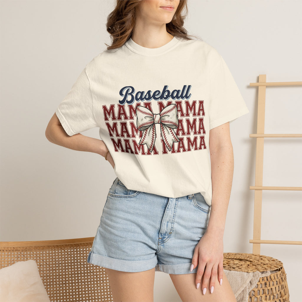 Baseball Mama Three Row Shirt, Varsity Repeat Mama Tee, Baseball Bow Mom Shirt, Little League Gift
