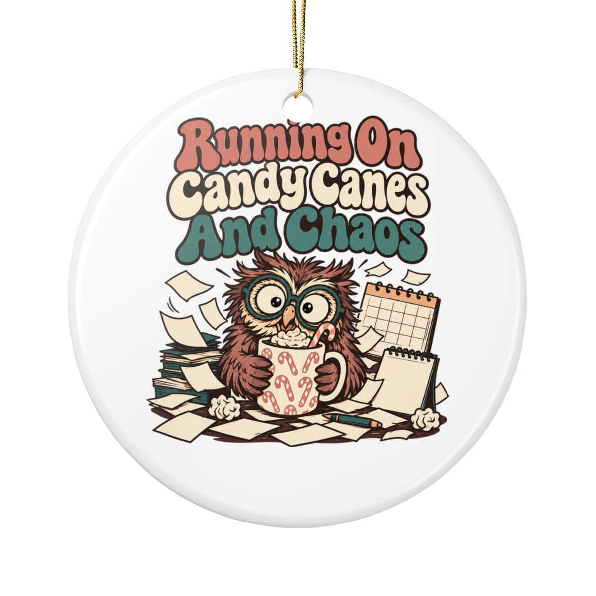 Running On Candy Canes And Chaos Ornament, Funny Teacher Christmas Gift, Secret Santa Stocking Stuffer, Ceramic Christmas Ornament 2026