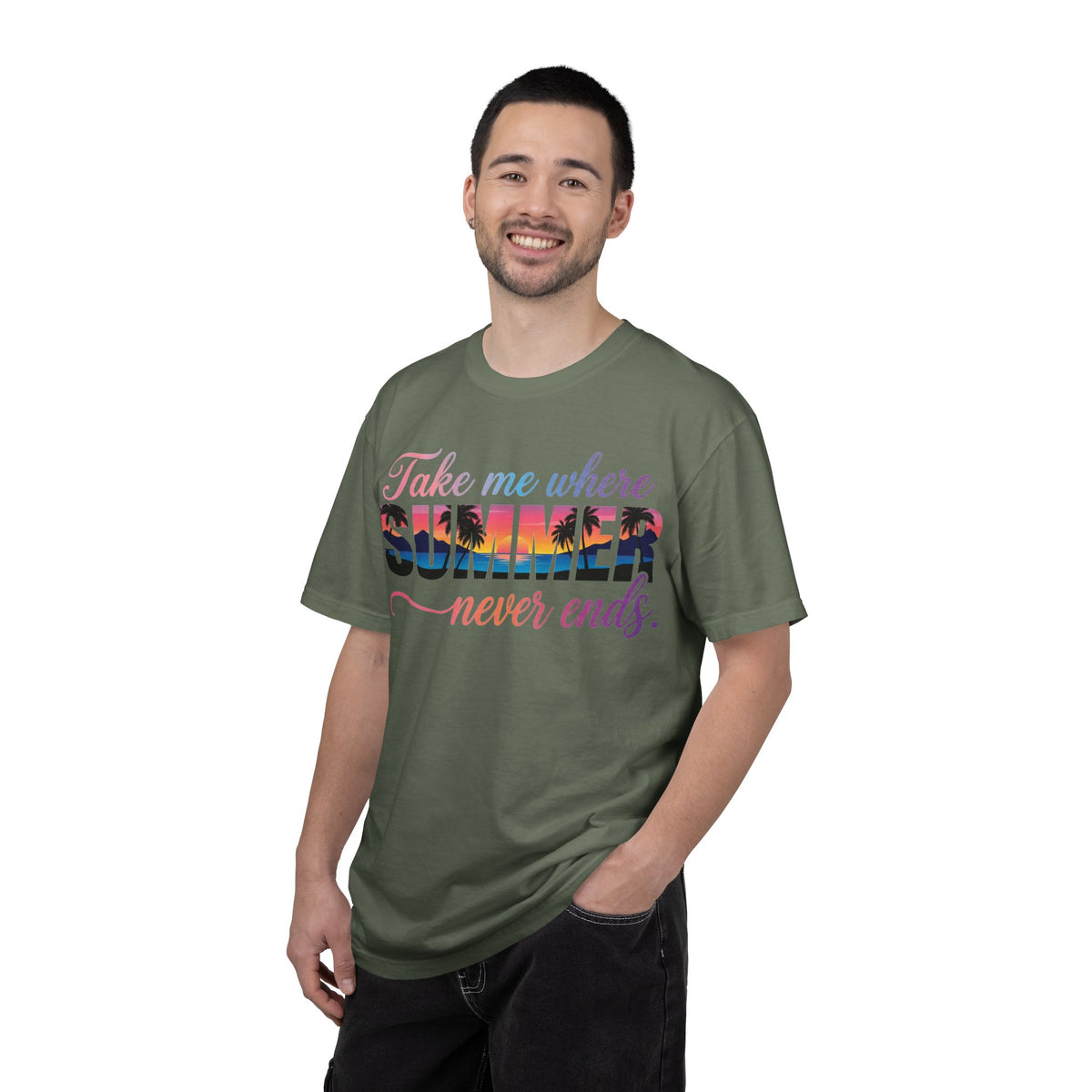Take Me Where Summer Never Ends Shirt, Sunset Palm Tree Tee, Beach Vacation Shirt, Summer Gift