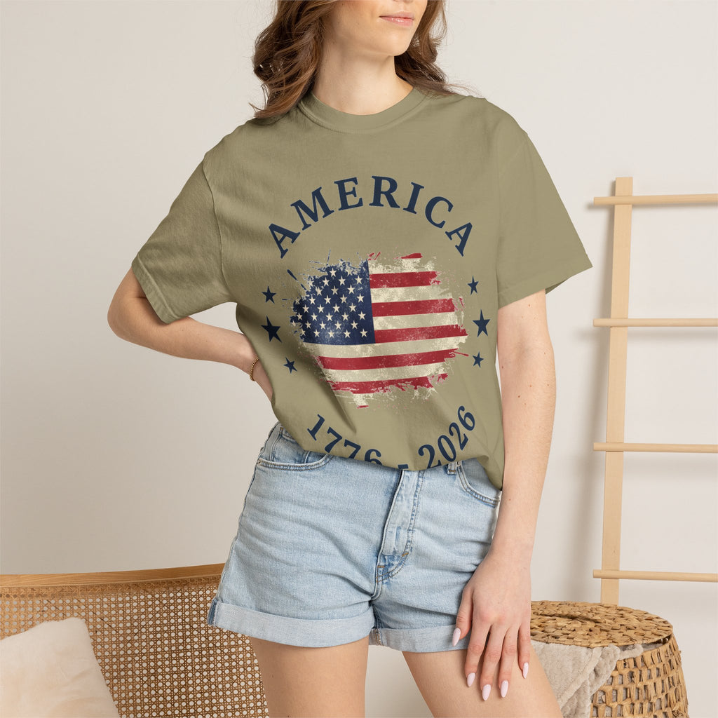 America 1776 2026 Arched Shirt, Vintage Flag Splash Tee, Patriotic Americana Shirt, Independence Day Gift