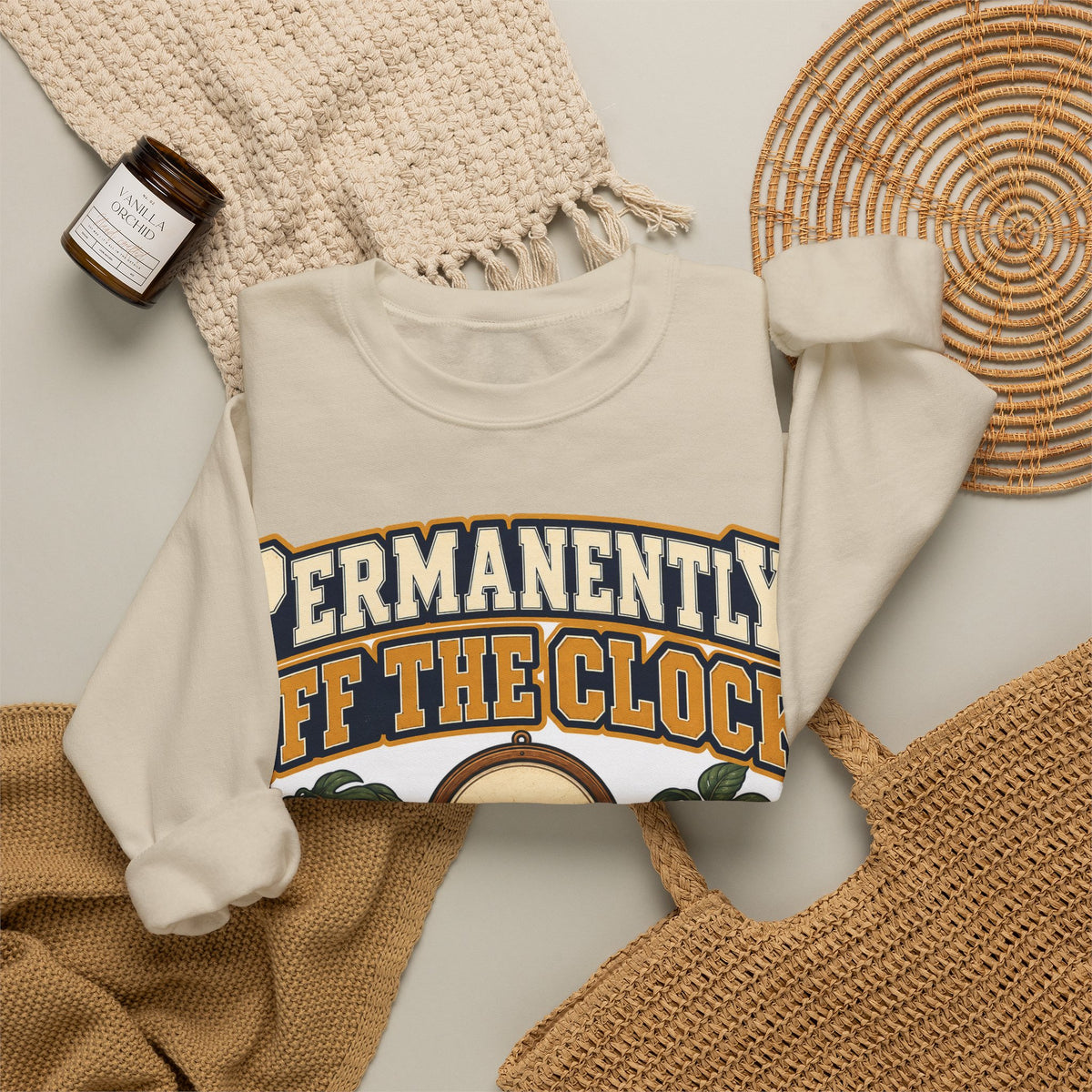 funny retirement Sweatshirt Permanently Off The Clock Sweatshirt, Retired Funny Graphic Sweatshirt,