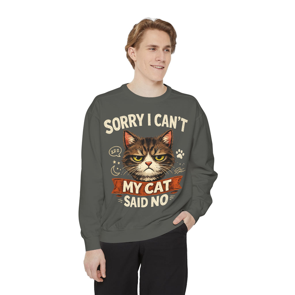 Sorry I Can't My Cat Said No Sweatshirt — Funny Cat Lover Pullover