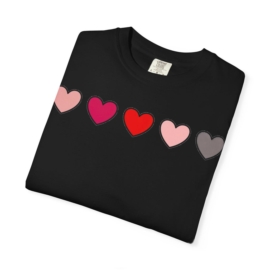 Row Of Hearts Shirt, Minimal Pink Heart Line Tee, Simple Valentine Shirt, Galentines Gift