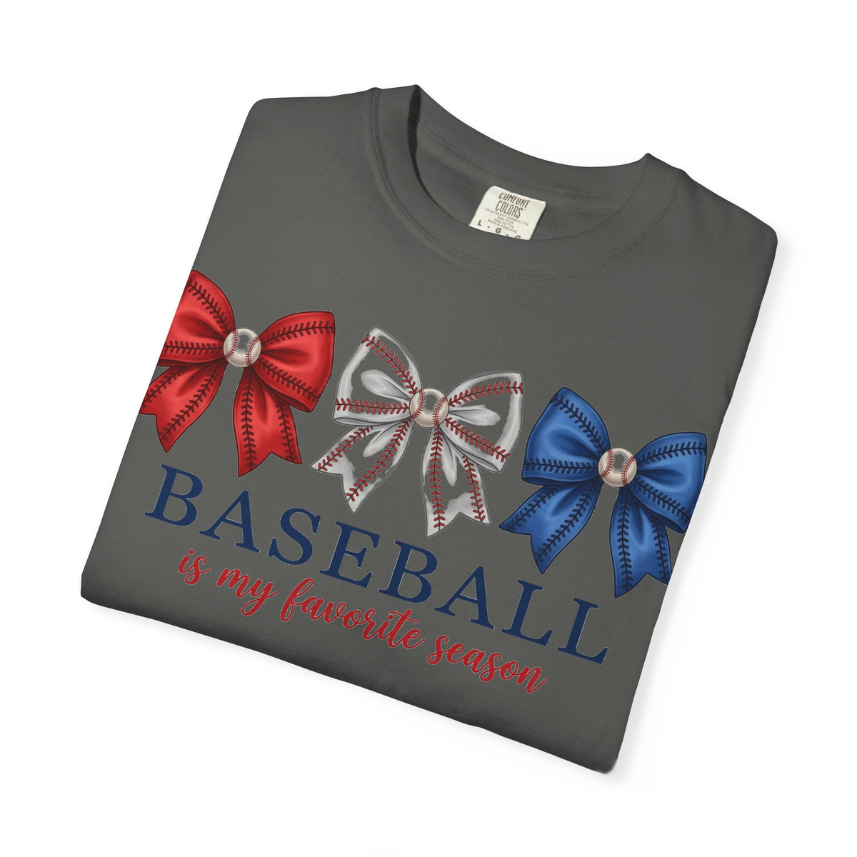 Baseball Is My Favorite Season Tee, Small Bow Trio Baseball Shirt, Coquette Sports Mom Shirt, Game Day Gift