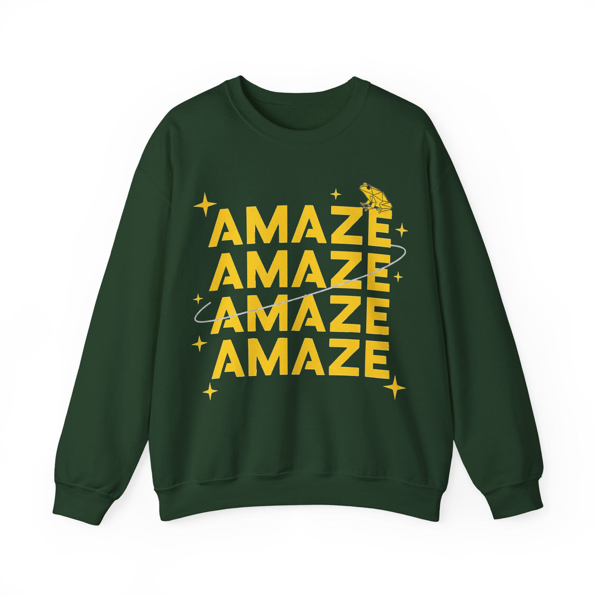 Amaze Amaze Amaze Frog Sweatshirt, Funny Retro Frog Sweatshirt, Yellow Typography Frog Lover Gift, Weird Meme Sweatshirt, Cottagecore Frog G