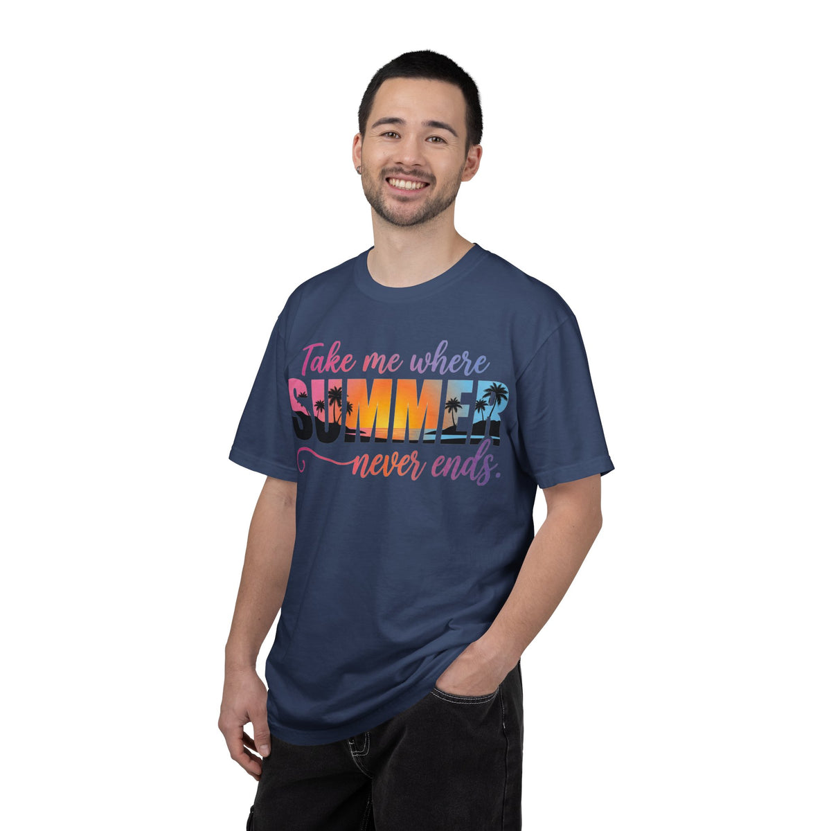 Take Me Where Summer Never Ends Bright Shirt, Tropical Sunset Type Tee, Vacation Shirt, Beach Gift
