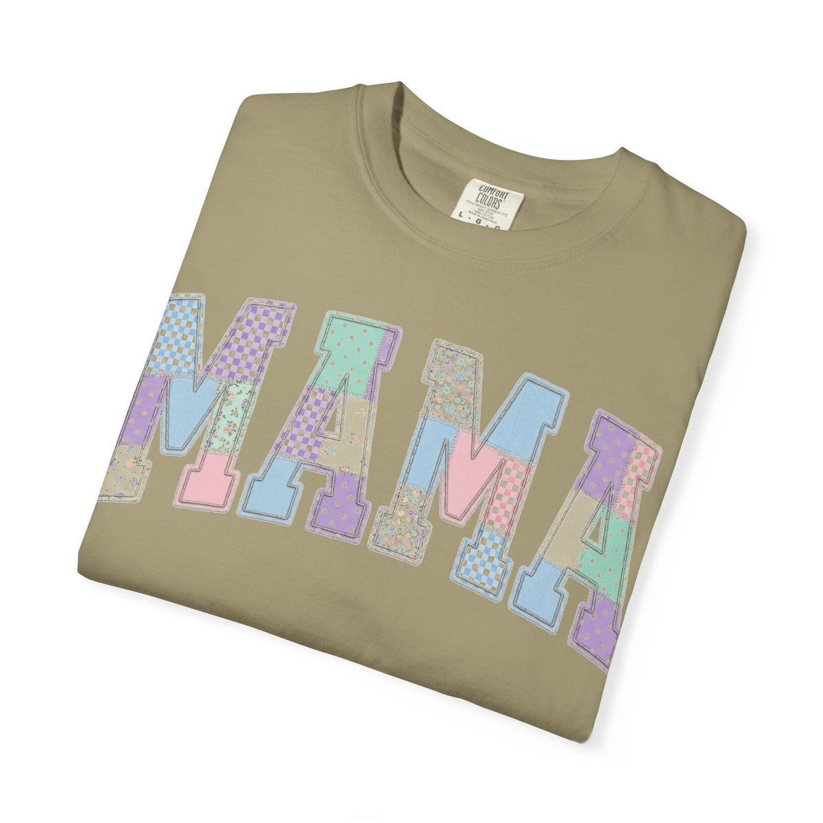 Mama Patchwork Shirt, Pastel Faux Applique Varsity Tee, Shabby Chic Mom Shirt, Mothers Day Gift