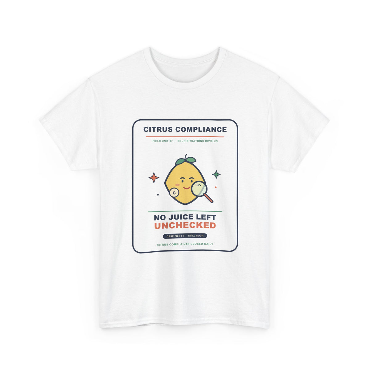 Citrus Compliance Tee — No Juice Left Unchecked | Funny Lemon Detective Shirt