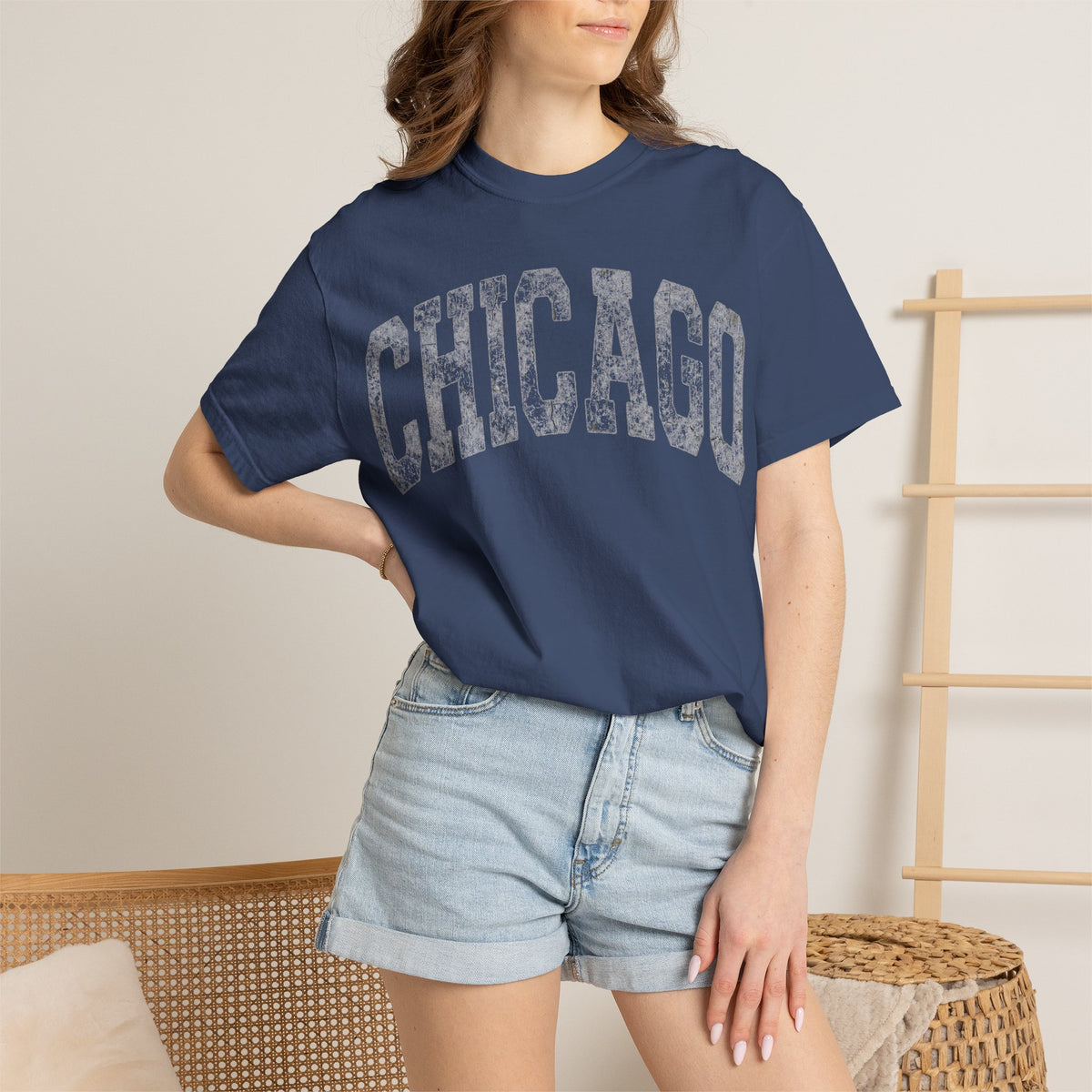 Chicago Vintage Shirt, Distressed Varsity Chicago Tee, Illinois Home City Shirt, Chicago Gift
