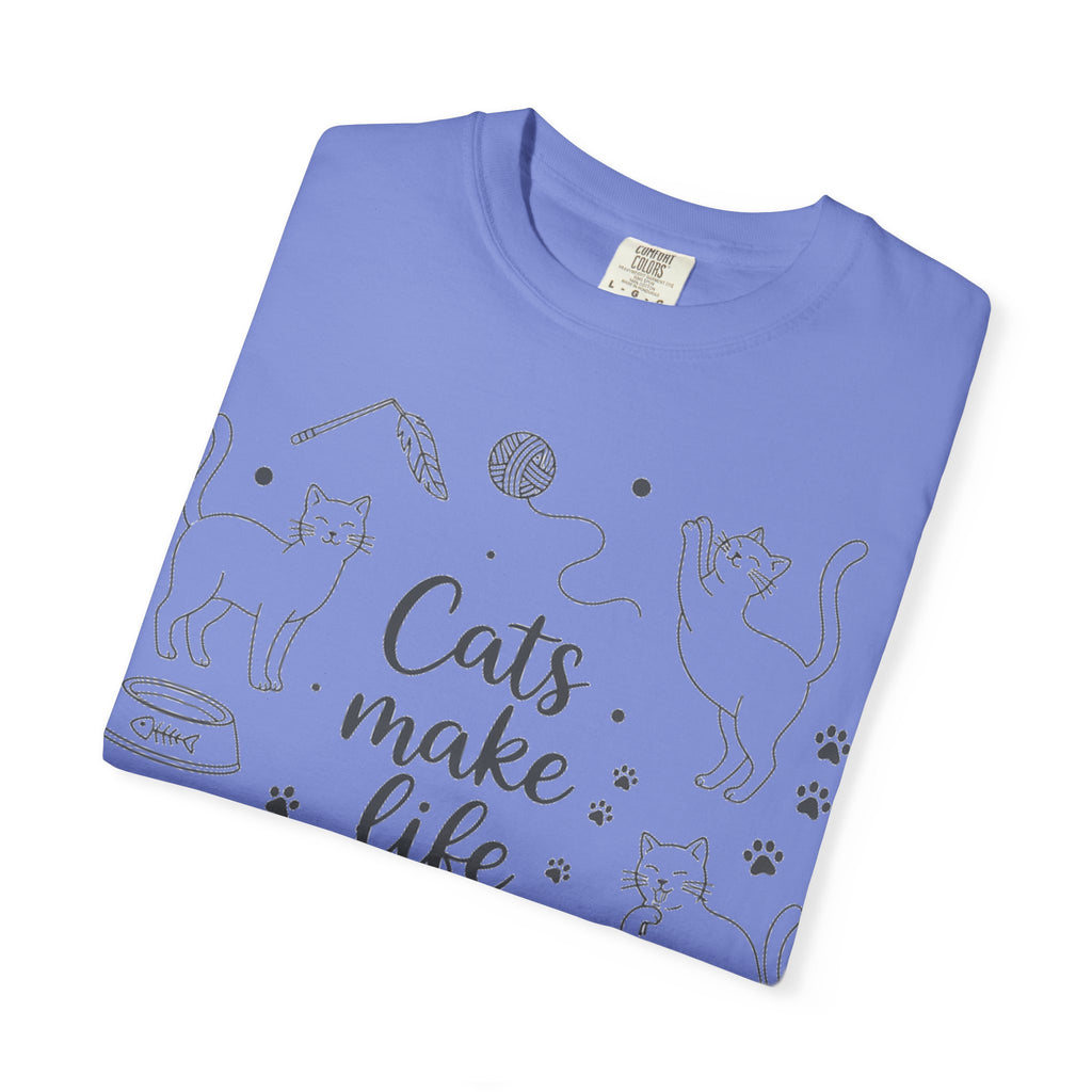 Cats Make Life Better Tall Shirt, Line Art Cat Collage Tee, Cat Lover Shirt, Cat Mom Gift