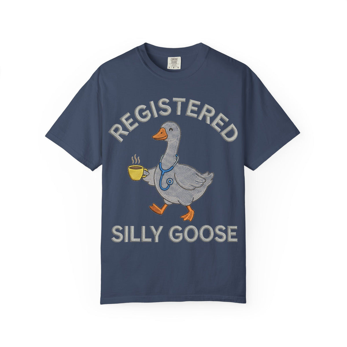 Registered Silly Goose Straight Text Shirt, Embroidered Look Nurse Goose Tee, Funny RN Shirt, Nurse Gift