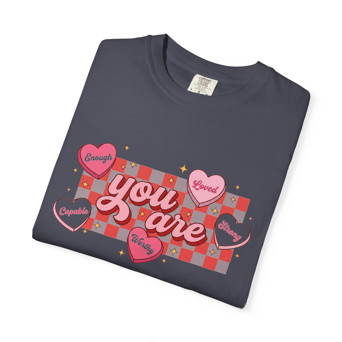 You Are Enough Candy Heart Shirt, Red Check Affirmation Tee, Valentines Self Love Shirt, Gift For Her