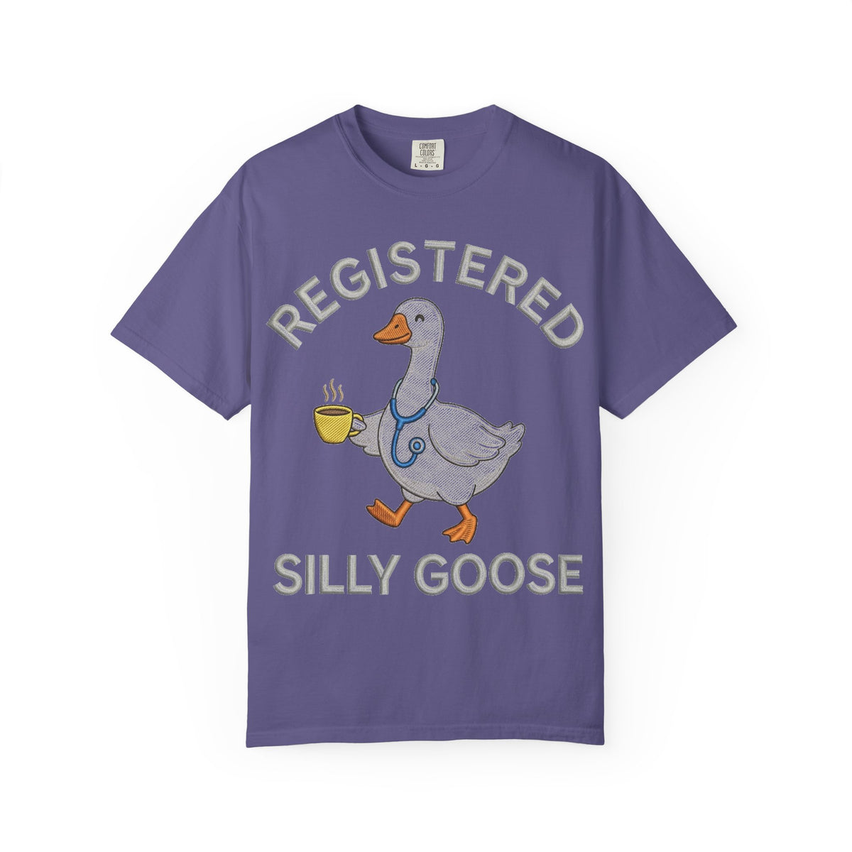 Registered Silly Goose Straight Text Shirt, Embroidered Look Nurse Goose Tee, Funny RN Shirt, Nurse Gift