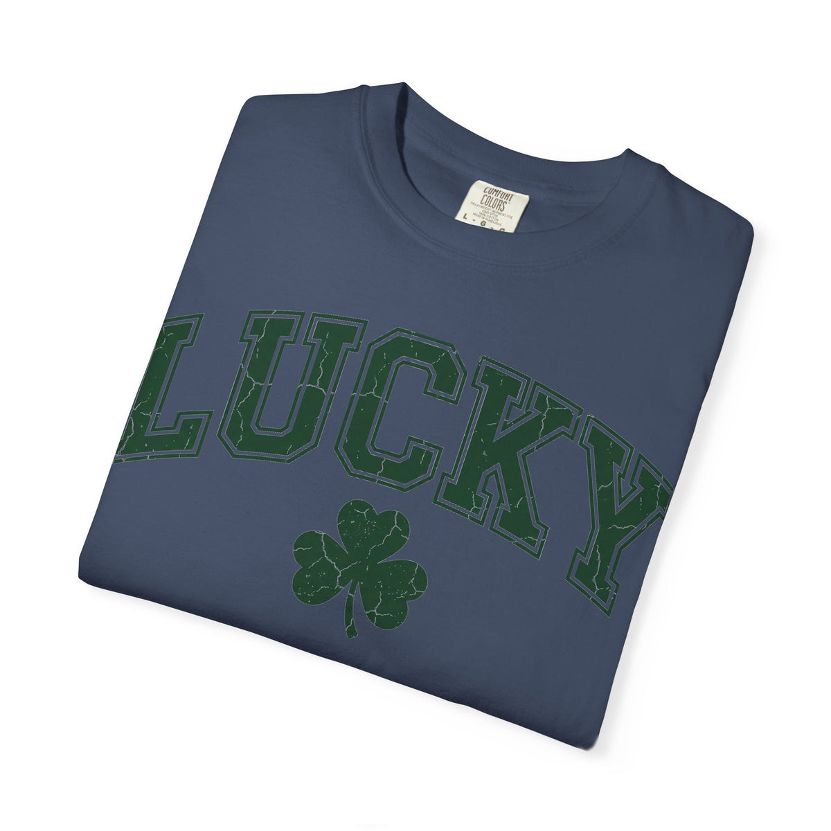 Lucky Shamrock Varsity Shirt, Distressed Green Clover Tee, St Patricks Day Collegiate Shirt, Irish Gift