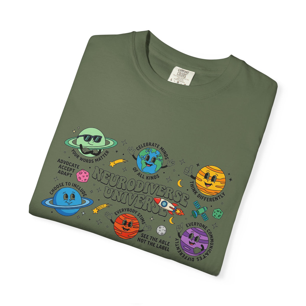 Neurodiverse Universe Wide Shirt, Autism Acceptance Planets Tee, Inclusion Teacher Shirt, SPED Gift