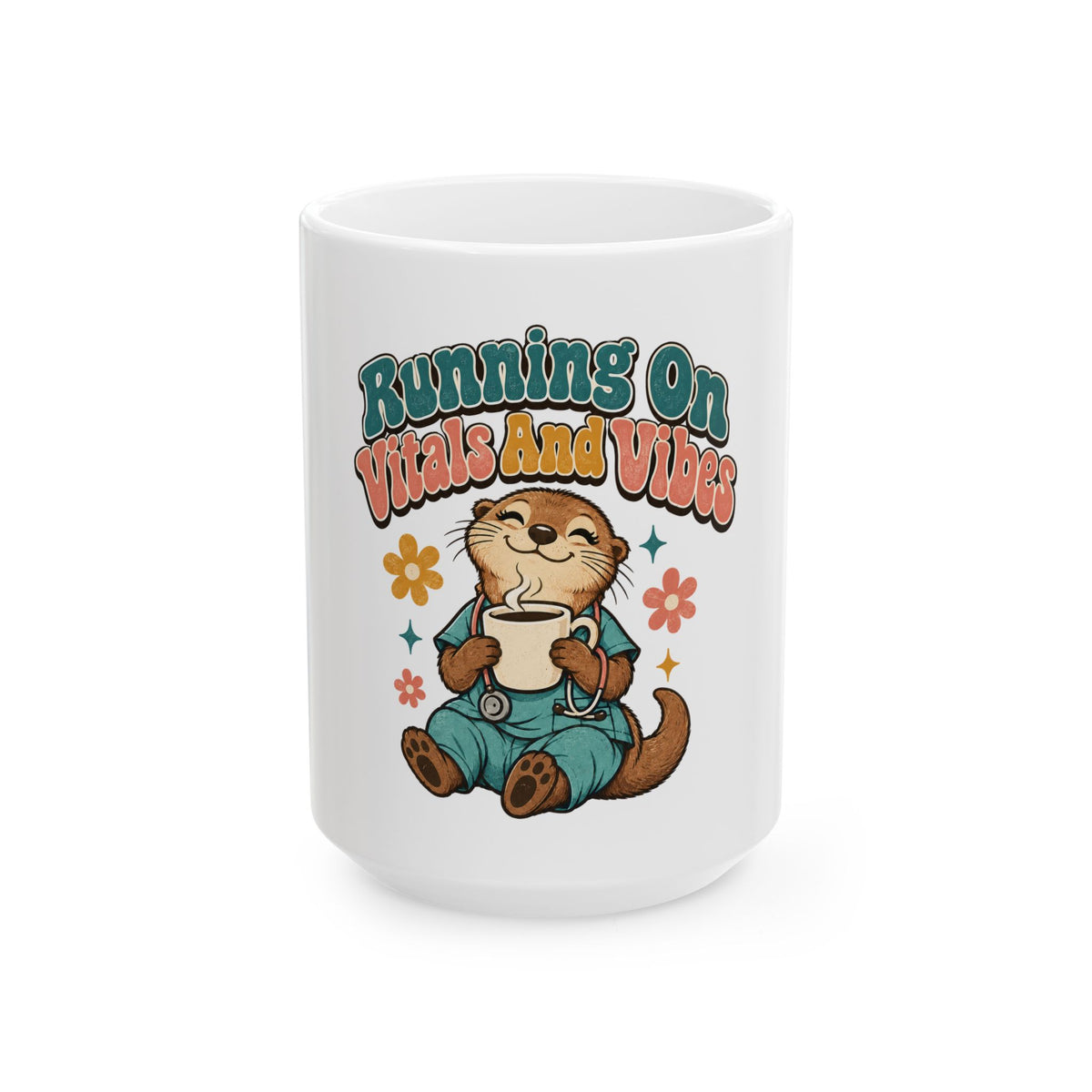 Running On Vitals And Vibes Mug, Funny Nurse Gift for Her Him, Nurse Christmas Gift, Coffee Mug 11oz 15oz