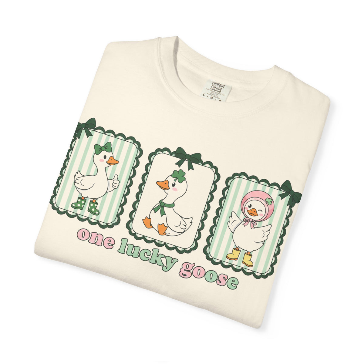 One Lucky Goose Tall Shirt, Three Panel Irish Goose Tee, Cute St Patricks Day Shirt, Shamrock Gift