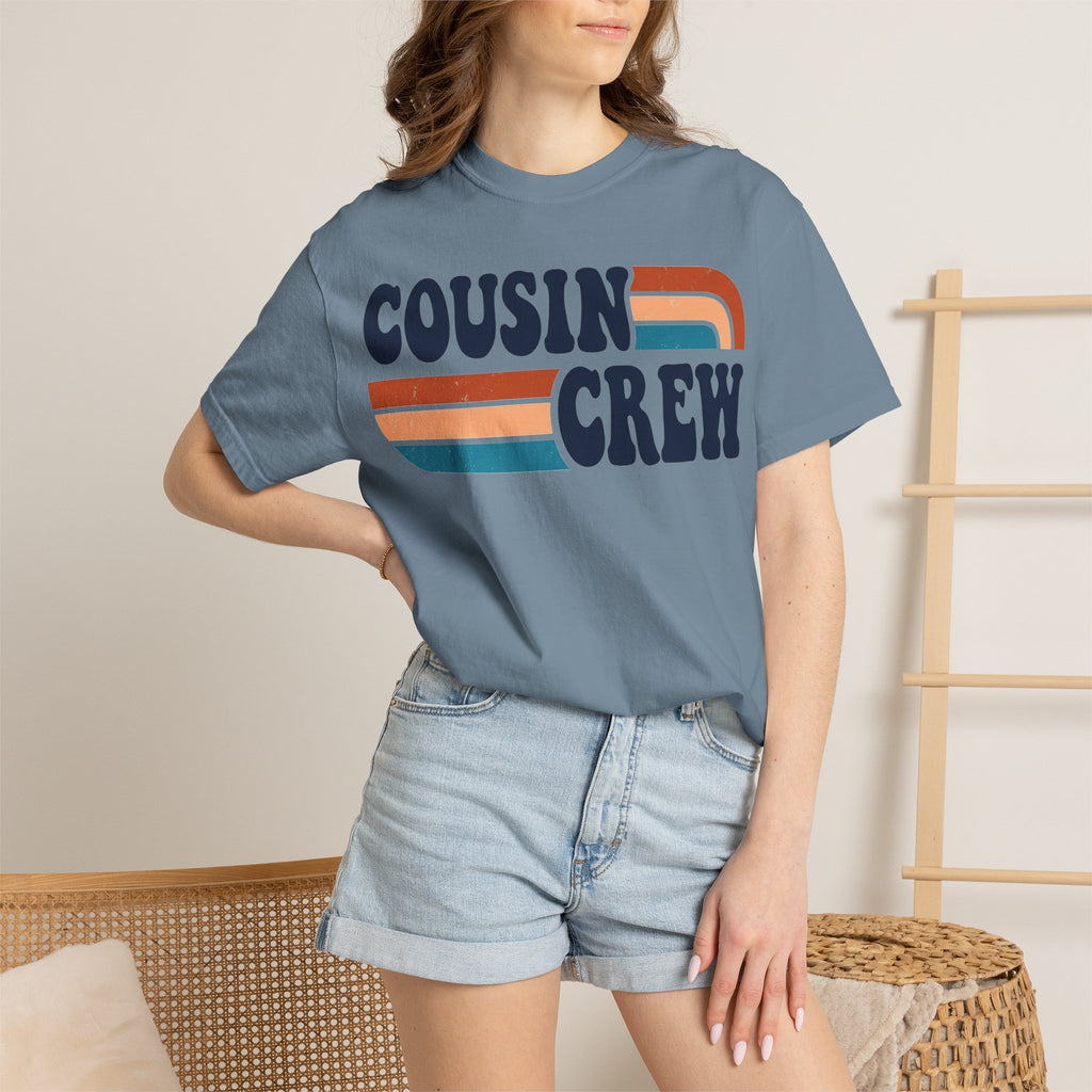 Cousin Crew Rainbow Stripe Shirt, Retro Family Reunion Tee, Matching Cousins Shirt, Family Gift