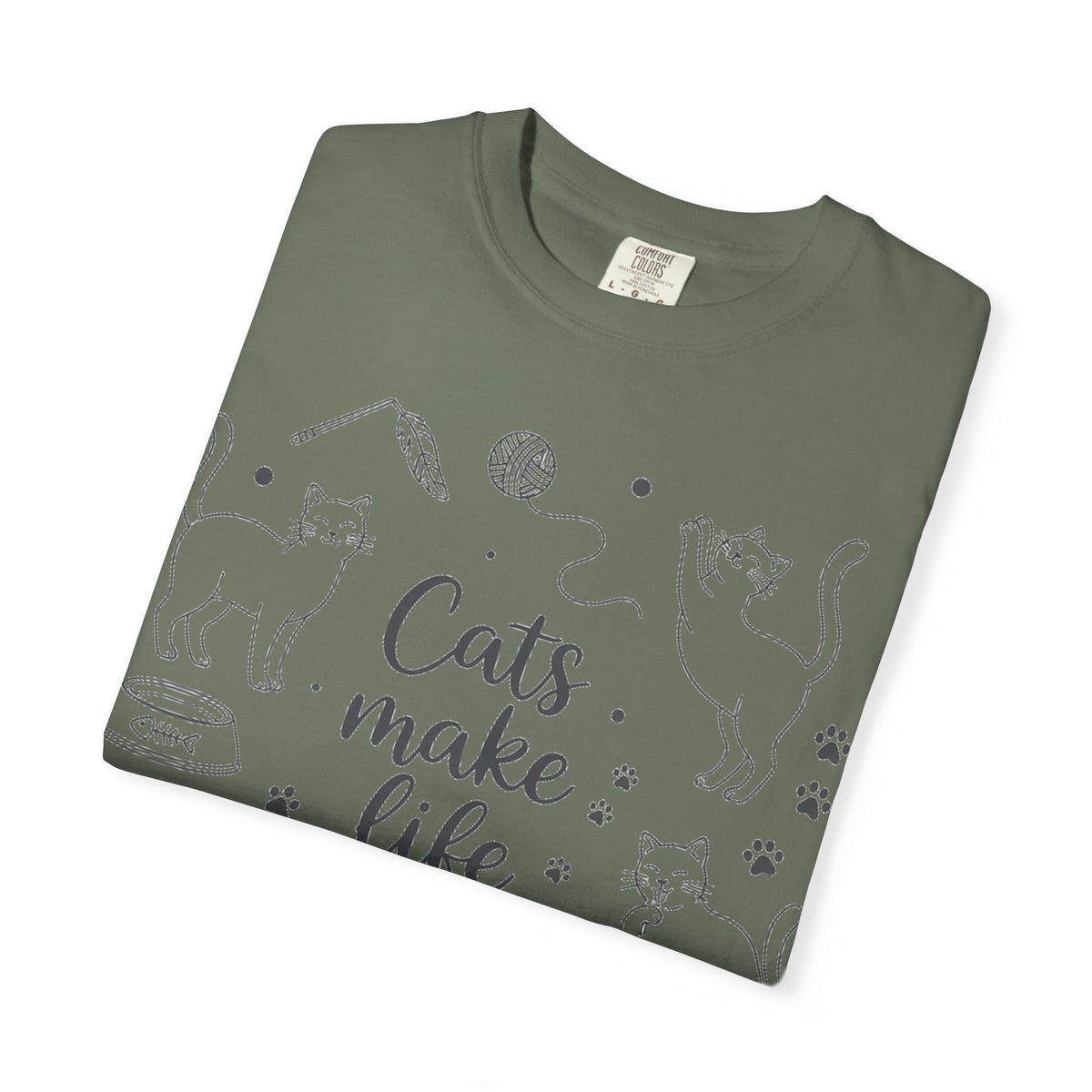 Cats Make Life Better Tall Shirt, Line Art Cat Collage Tee, Cat Lover Shirt, Cat Mom Gift