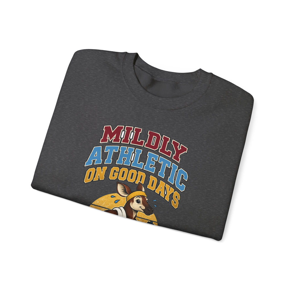 Funny Gym Sweatshirt Mildly Athletic On Good Days Running Humor Workout Comfort Colors Tee