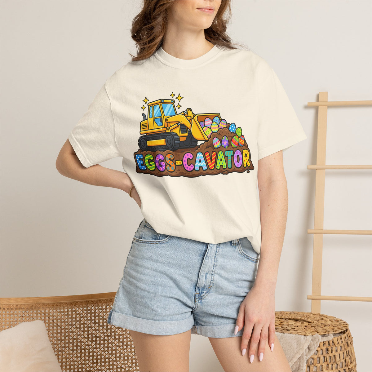 Eggs-Cavator Shirt, Funny Easter Digger Tee, Construction Easter Egg Shirt, Toddler Boy Easter Gift