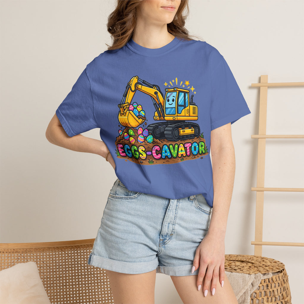 Eggs-Cavator Excavator Shirt, Funny Easter Construction Tee, Digger Easter Egg Shirt, Boys Easter Gift