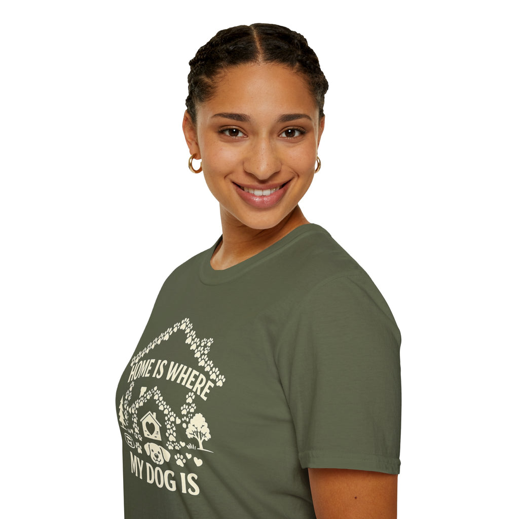 Dog Lover T-Shirt — "Home Is Where My Dog Is" Graphic Tee