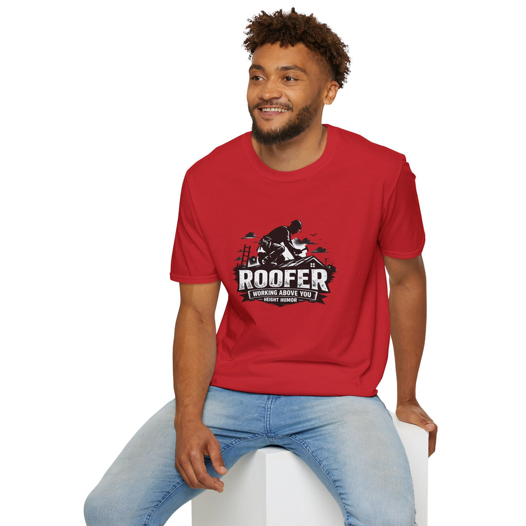 Roofer Working Above You T-Shirt — Vintage Roofer Roofing Crew Tee