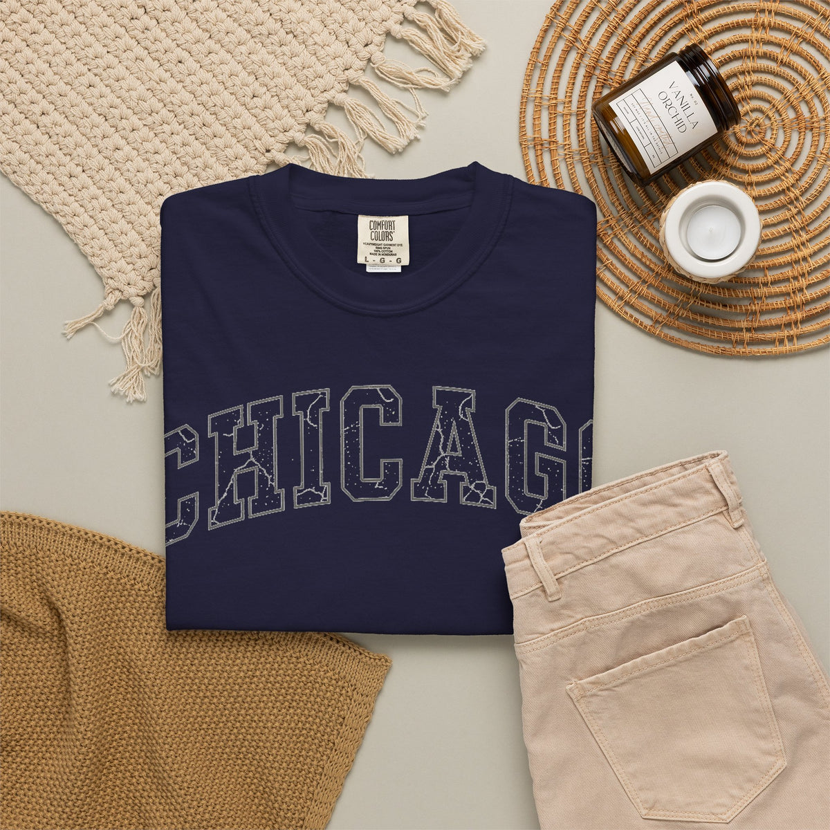 Chicago Outline Varsity Shirt, Minimal Distressed Chicago Tee, Windy City Shirt, Chicago Gift