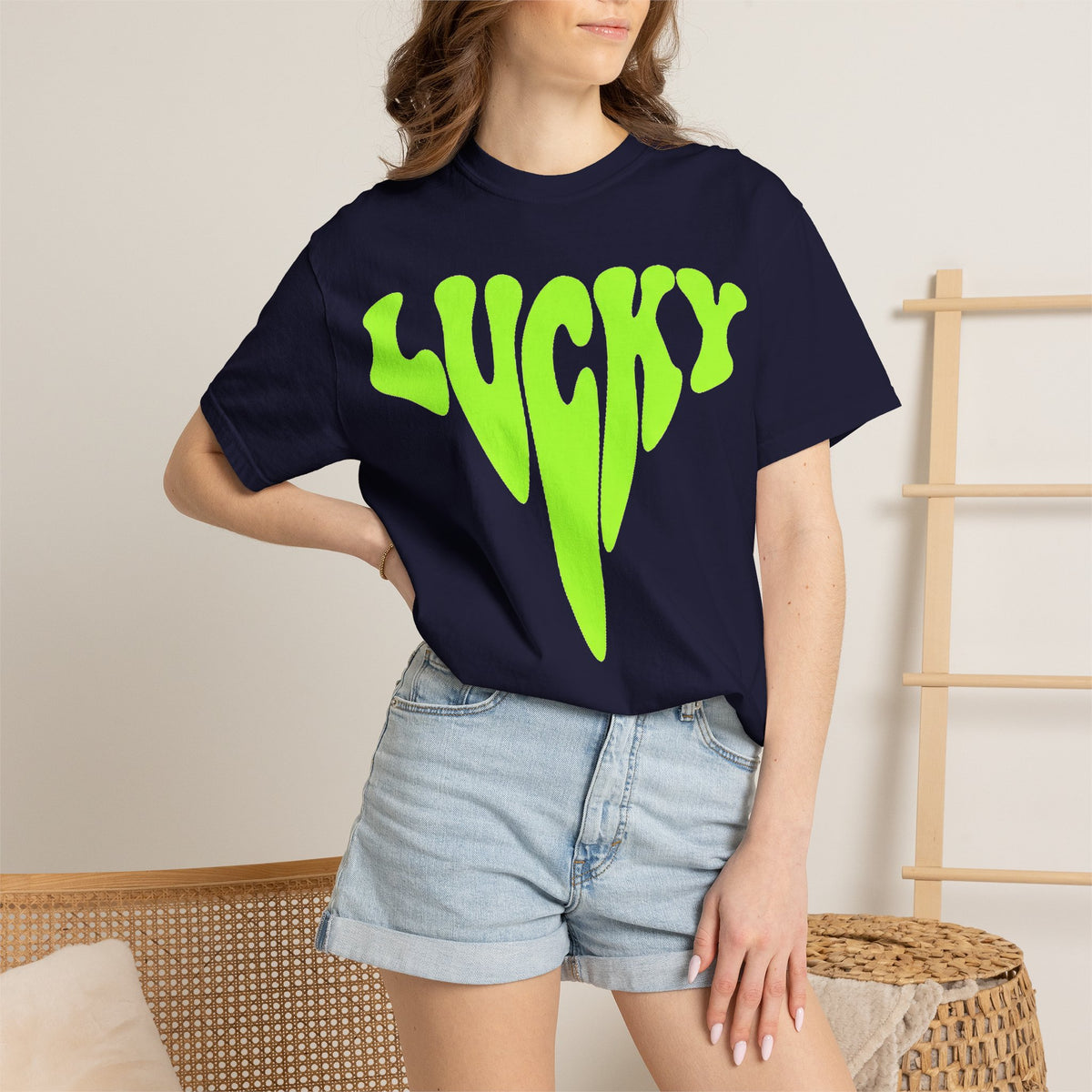 Lucky Drip Shirt, Neon Psychedelic Lettering Tee, Trippy St Patricks Day Shirt, Rave Gift