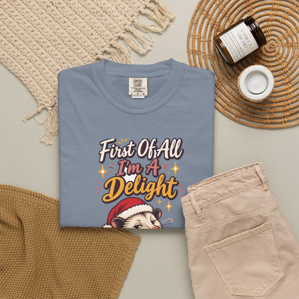Sarcastic Gift First Of All I'm A Delight Ornament Mug Shirt Funny Christmas Gift for Coworker Sister Friend Opossum