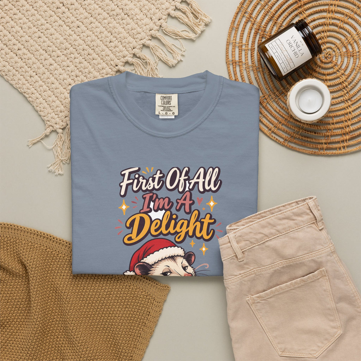 Sarcastic Gift First Of All I'm A Delight Ornament Mug Shirt Funny Christmas Gift for Coworker Sister Friend Opossum