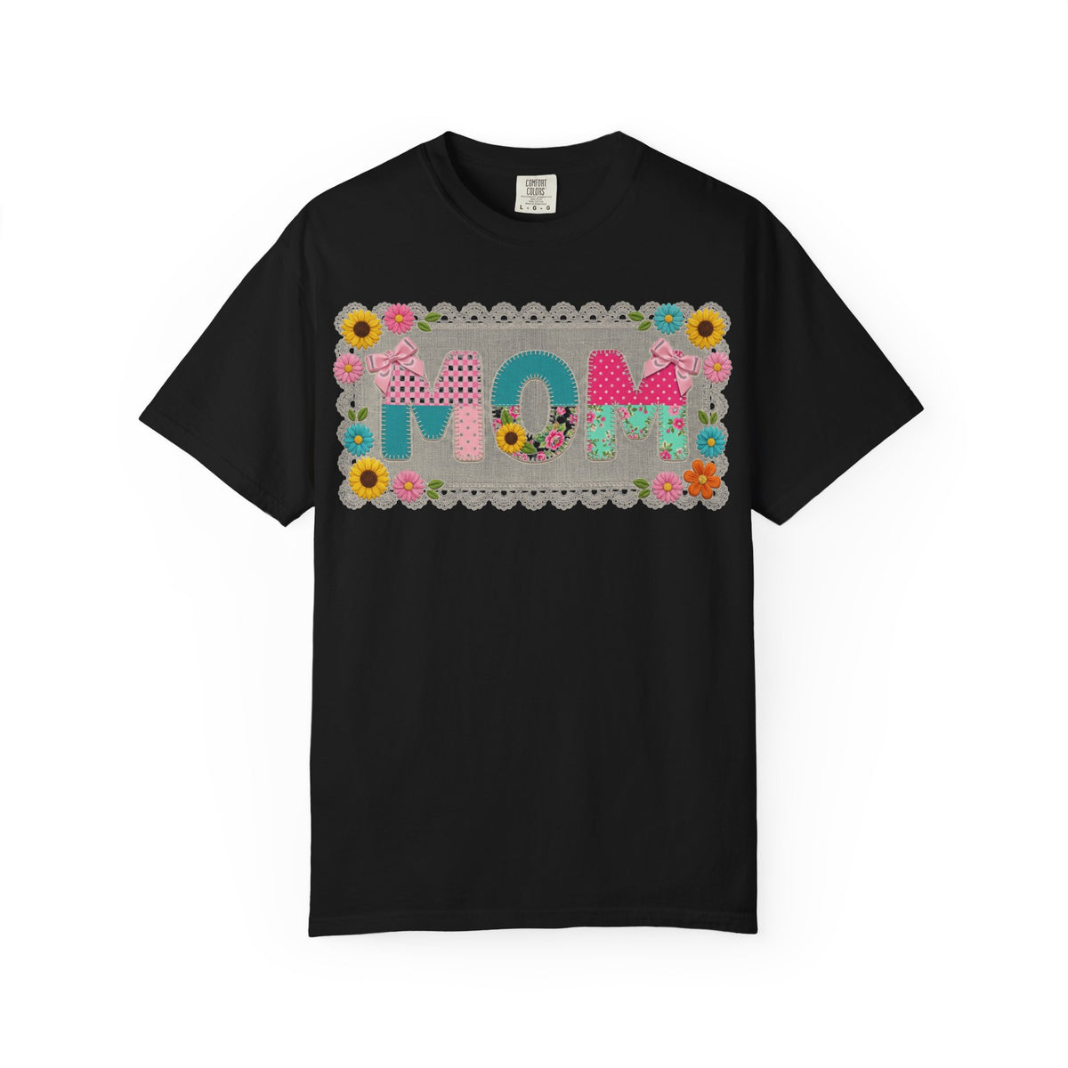 Mom Patchwork Applique Shirt, Faux Embroidery Floral MOM Tee, Mothers Day Shirt, Gift For Mom