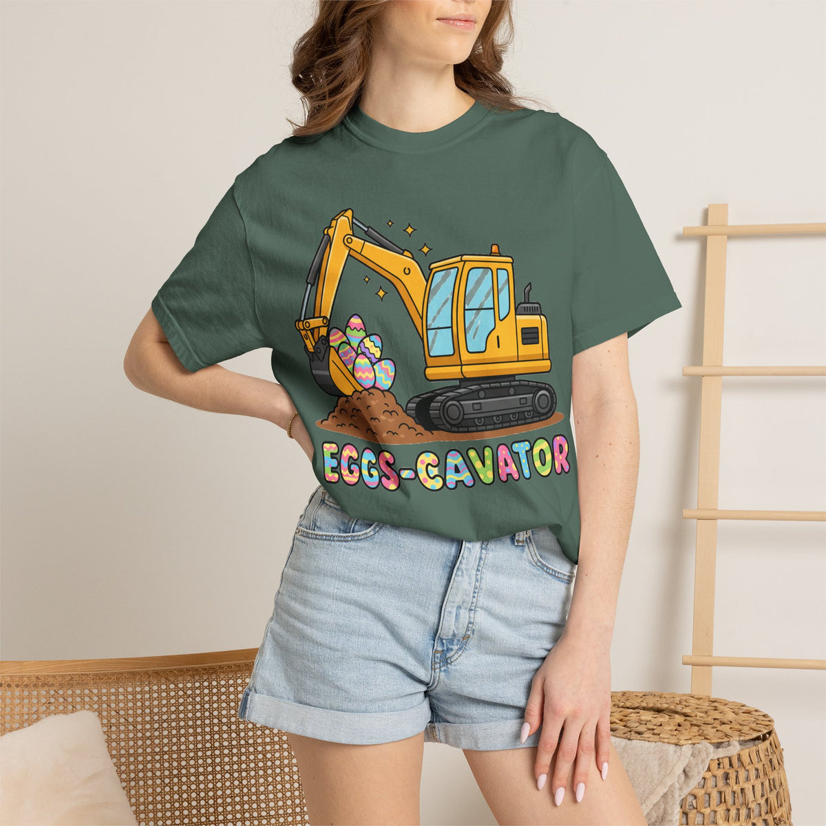 Eggs-Cavator Big Digger Shirt, Easter Excavator Tee, Construction Easter Shirt, Kids Easter Gift