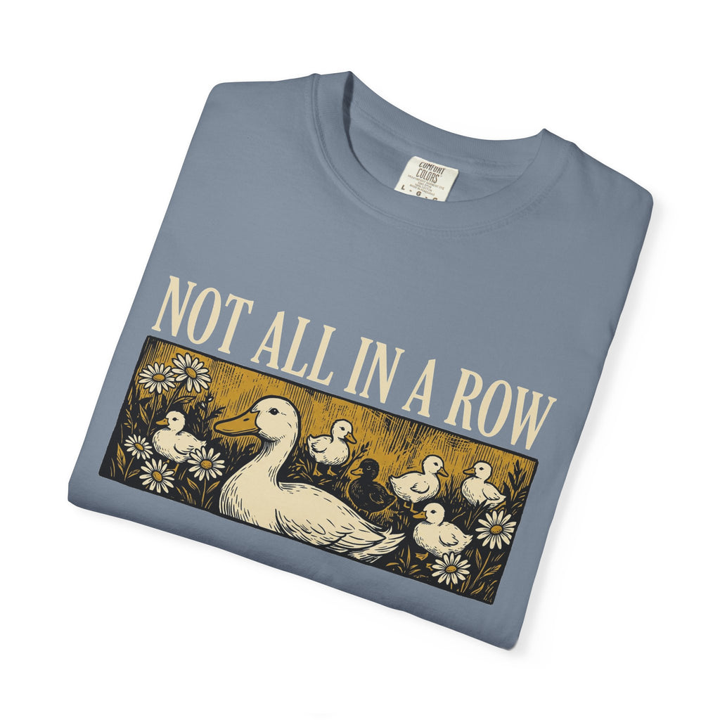 Not All In A Row Gold Panel Shirt, Woodcut Duck Family Tee, Folk Art Duck Shirt, Funny Gift