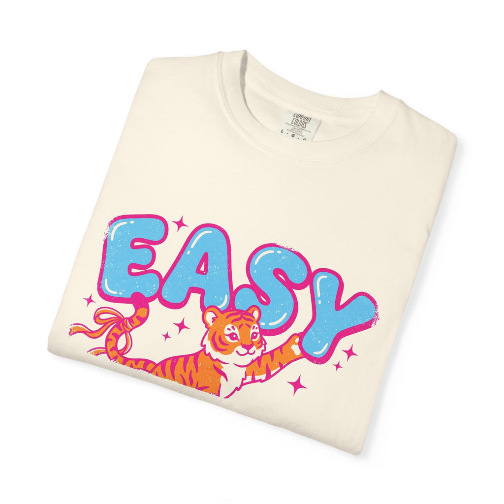 Easy Tiger Shirt, Y2K Bubble Letter Tiger Tee, Pink And Blue Retro Shirt, Funny Flirty Gift