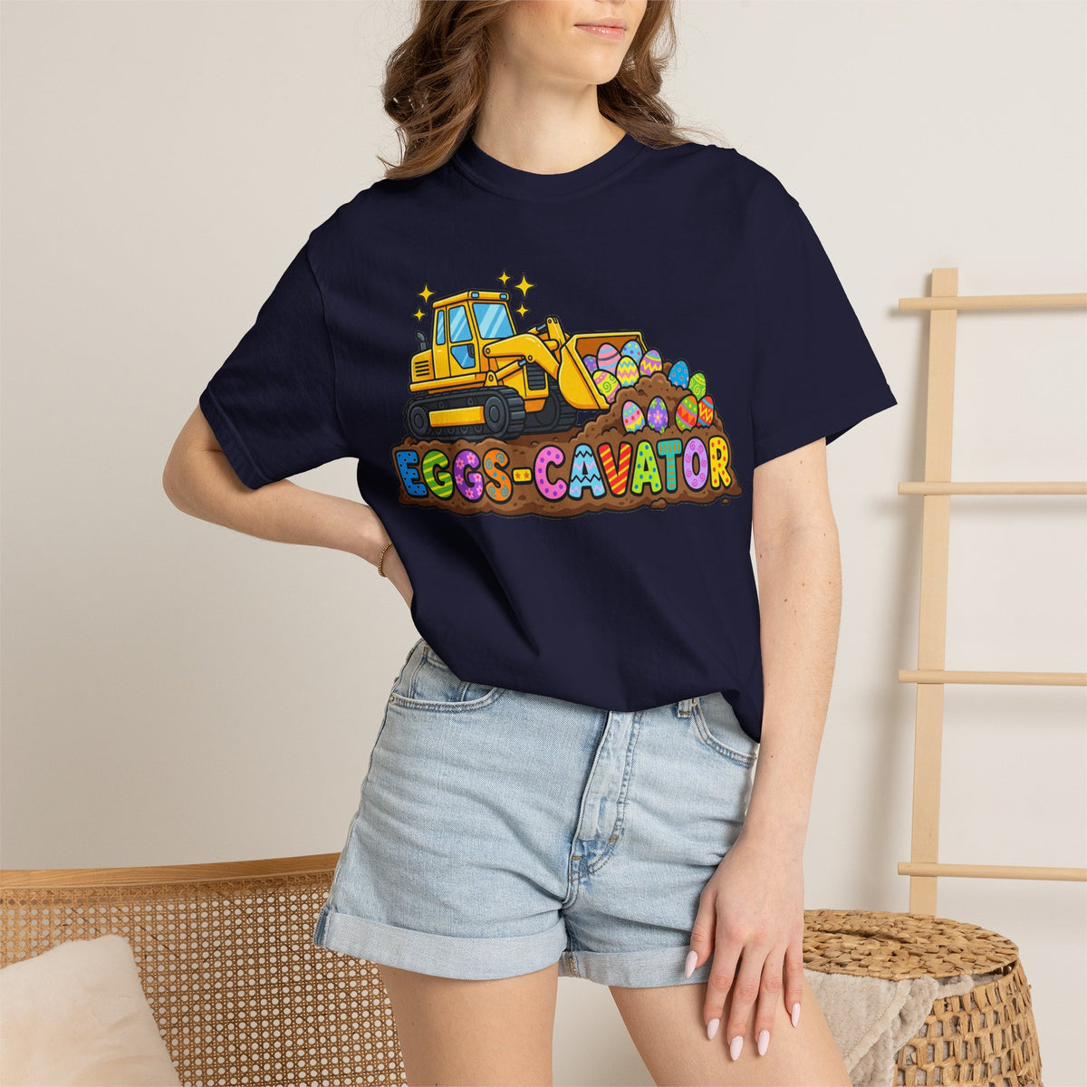 Eggs-Cavator Shirt, Funny Easter Digger Tee, Construction Easter Egg Shirt, Toddler Boy Easter Gift
