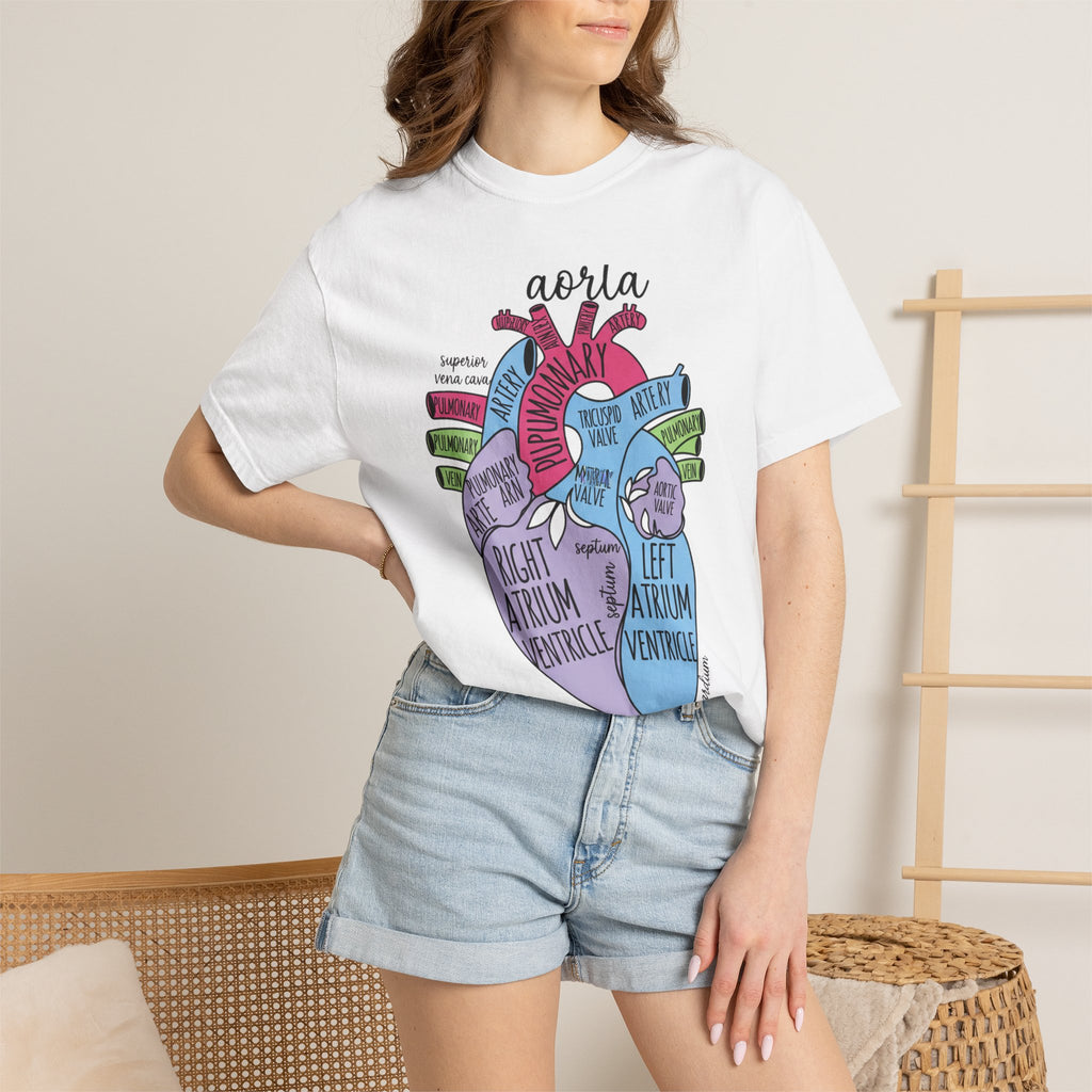Labelled Heart Anatomy Shirt, Pastel Cardiac Diagram Tee, Nursing School Shirt, Cardiology Gift