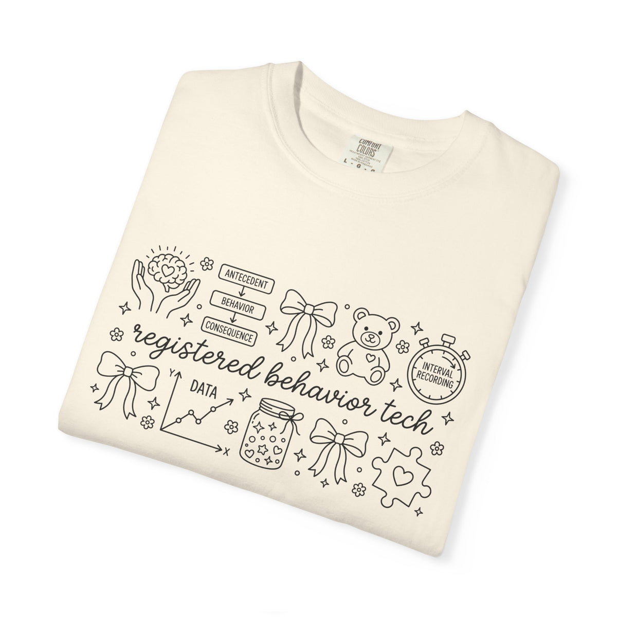Registered Behavior Tech Wide Shirt, ABA Doodle Collage Tee, RBT Therapist Shirt, Behavior Tech Gift
